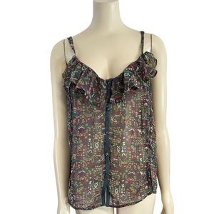 Lucca Couture Ruffle Cami Top Womens‎ Large Pink Gray.